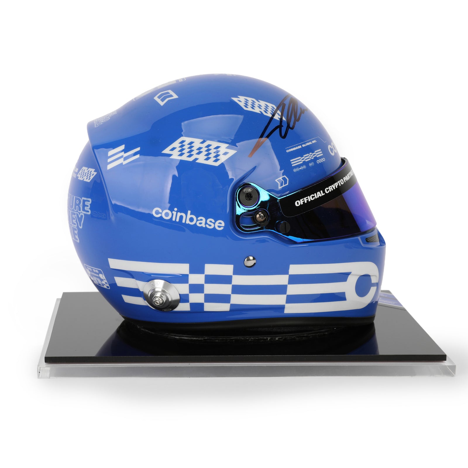 The Miami Auction LOT 001 - Fernando Alonso & Lance Stroll 2025 Dual Signed Mini Helmet