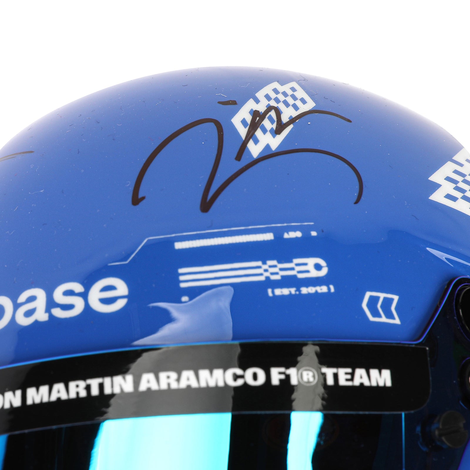 The Miami Auction LOT 001 - Fernando Alonso & Lance Stroll 2025 Dual Signed Mini Helmet