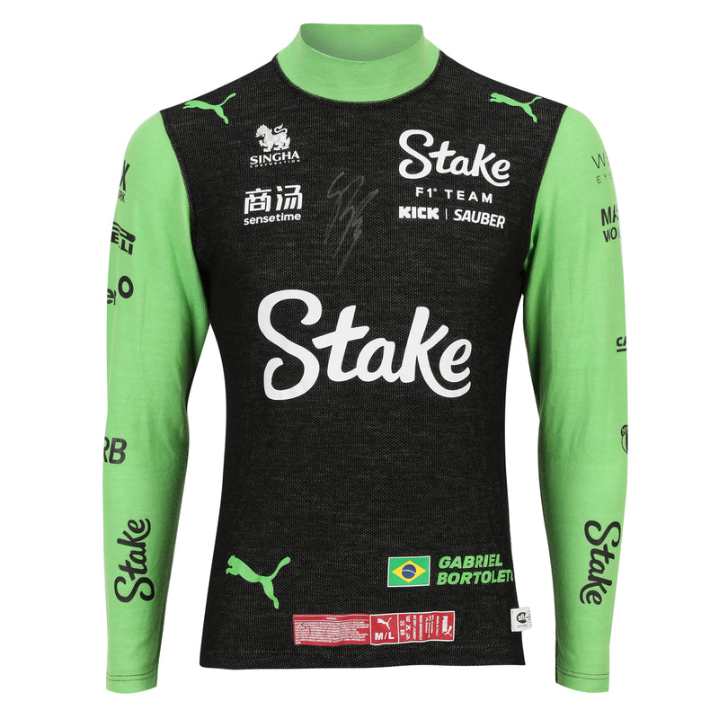 Gabriel Bortoleto Stake Sauber 2025 Signed Nomex - Green and Black