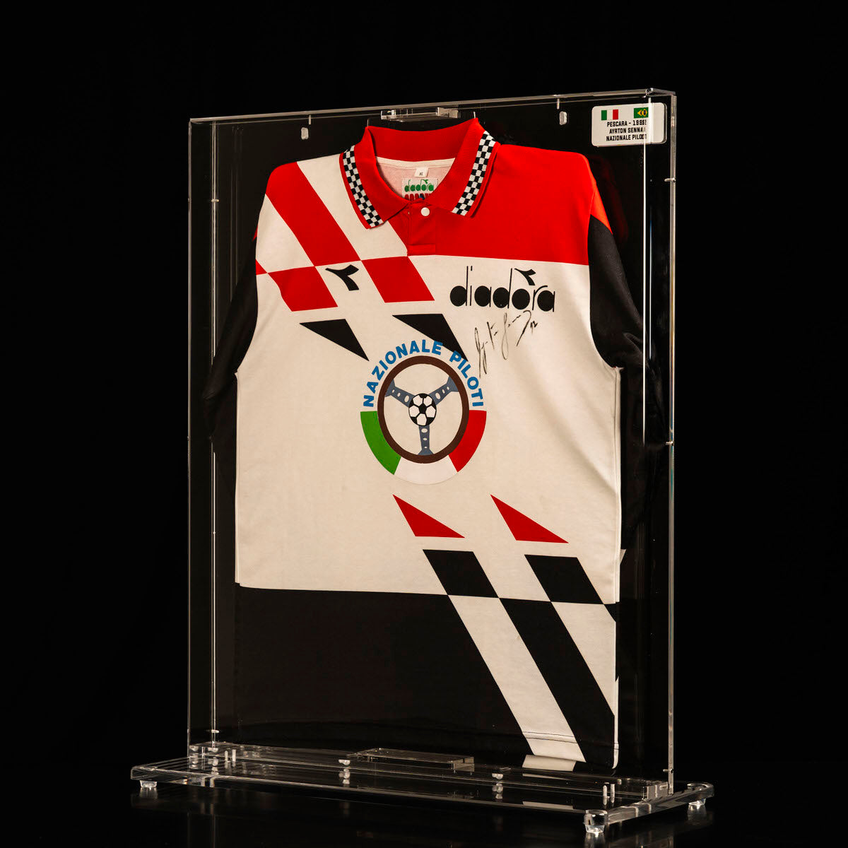 The Miami Auction LOT 002- Ayrton Senna 1992 Nazionale Piloti Shirt - Signed Framed