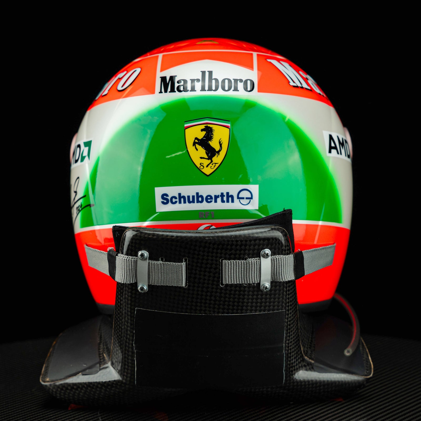 Michael Schumacher 2004 Helmet - Monza Replica Signed with HANS device