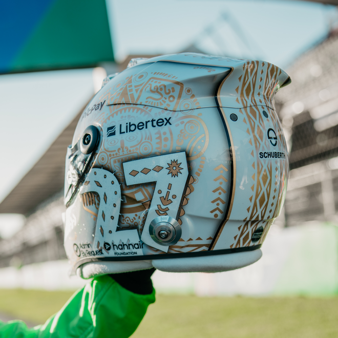 LOT 506 - Nico Hulkenberg Signed 2025 Kick Sauber Helmet - Mexican GP Used