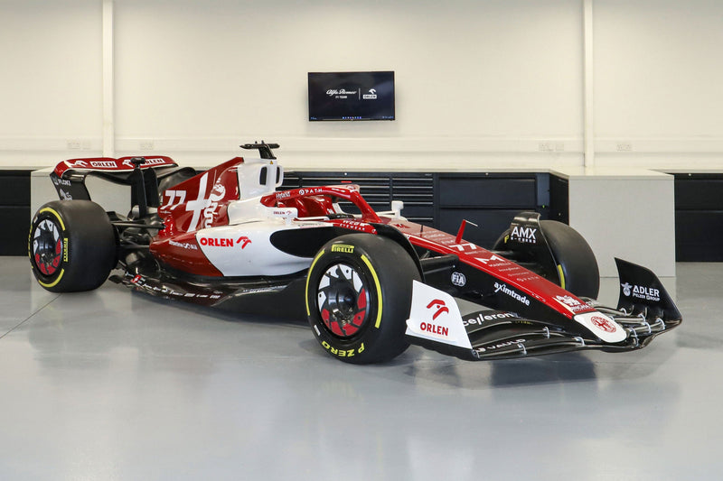 Alfa Romeo C42 2022 Formula 1 show car in Italian Grand Prix livery, premium exhibition display vehicle for collectors