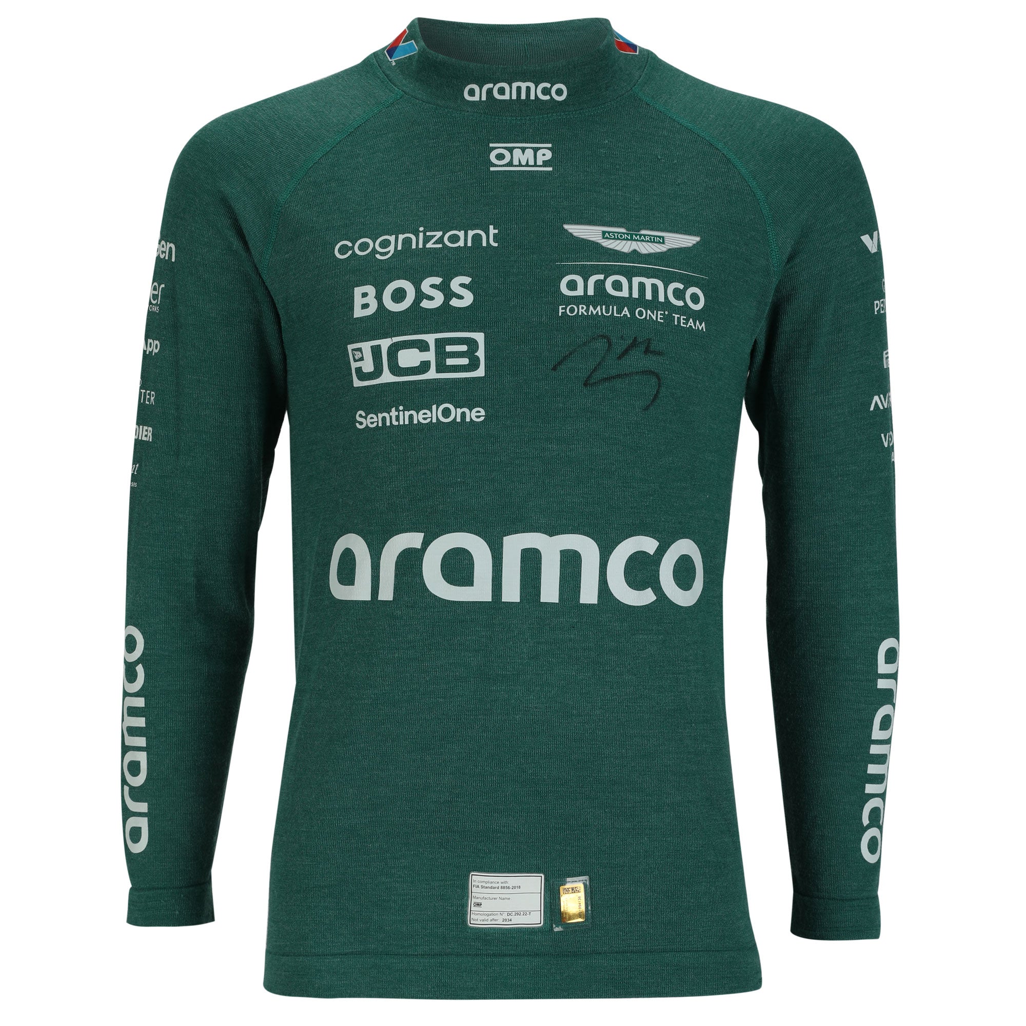 Lance Stroll Signed 2024 Aston Martin Aramco Formula One Team Race Spec Nomex - Green
