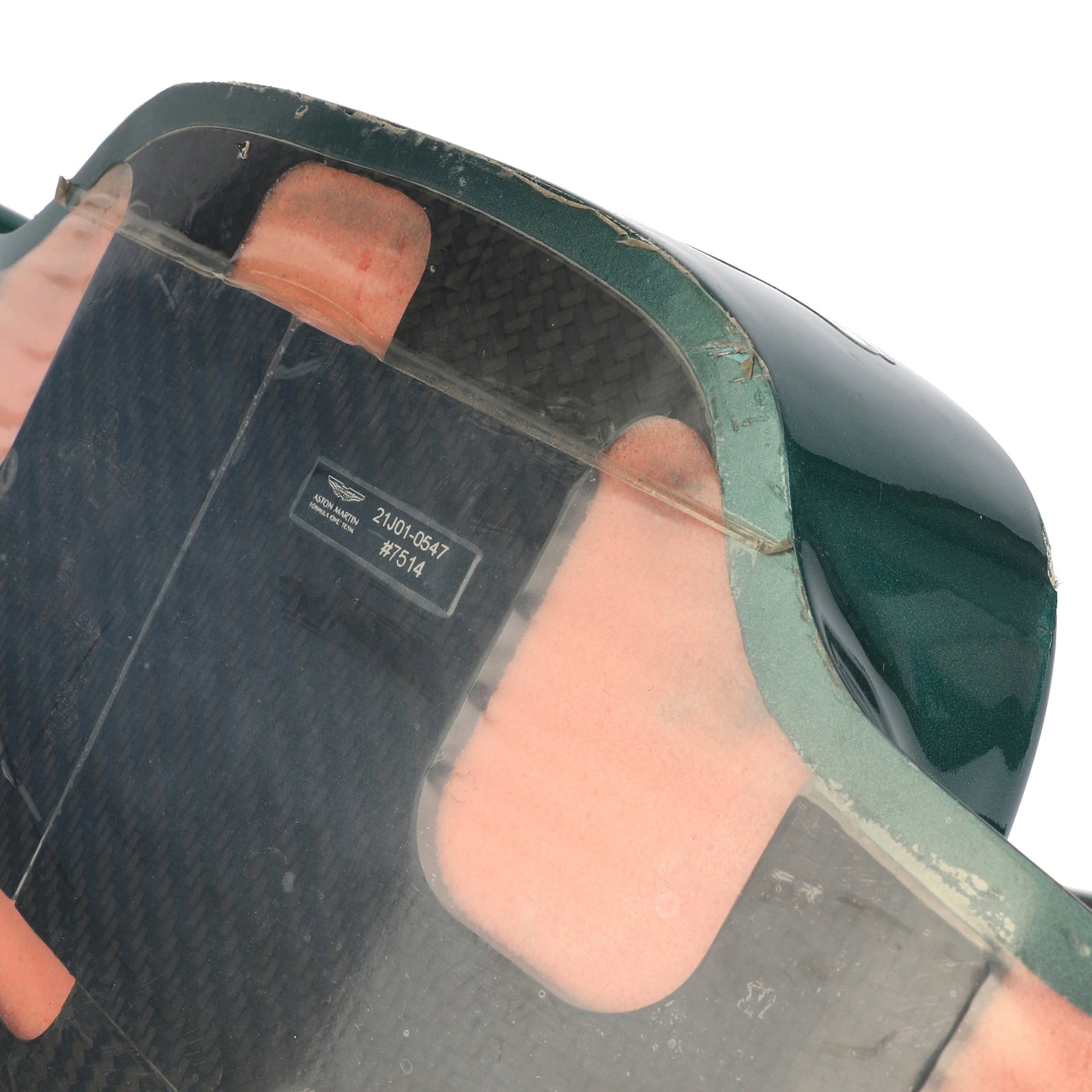 Auction LOT 057 - Lance Stroll 2021 Aston Martin Aramco F1 ® Team Headrest Bonded Assembly