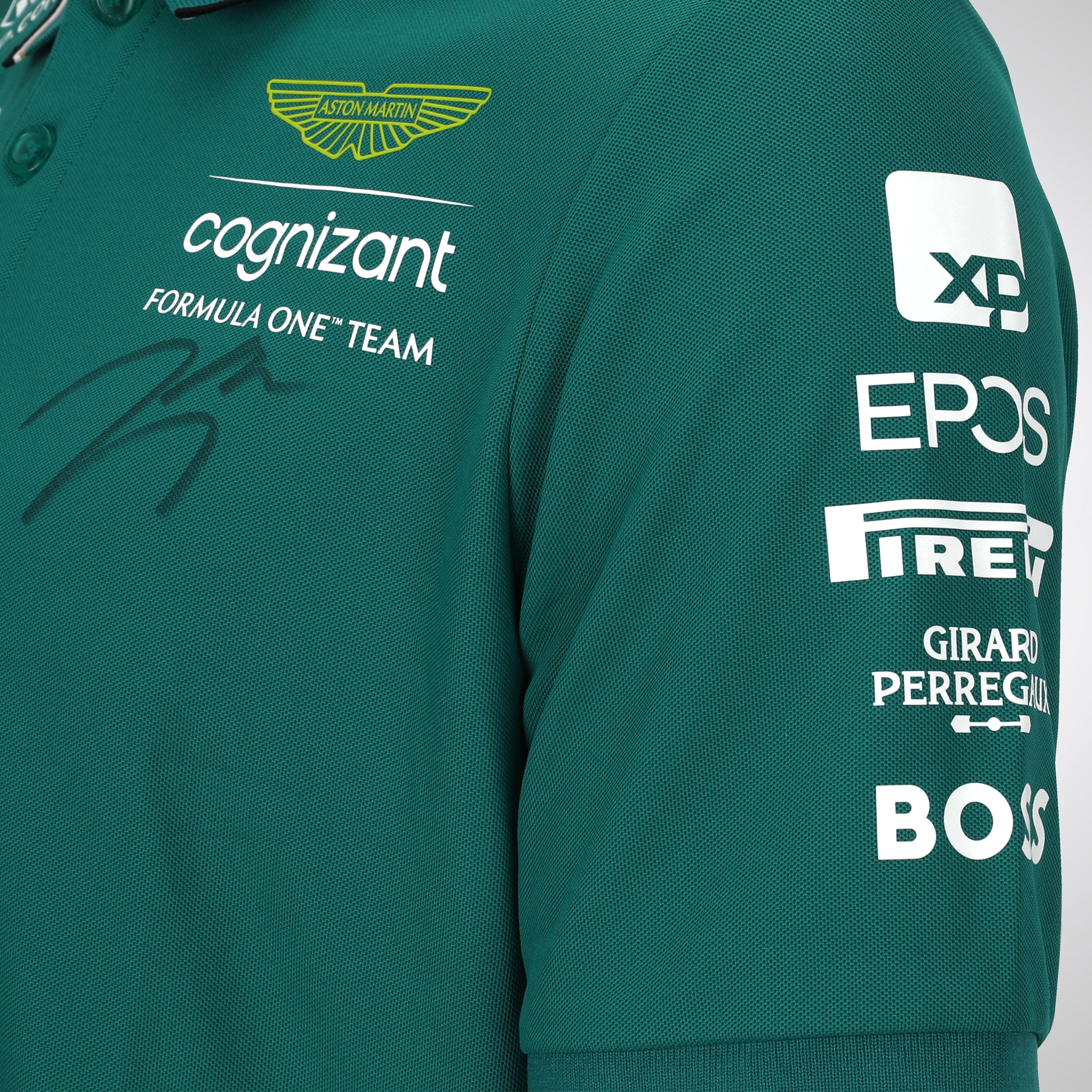 Lance Stroll 2023 Signed Aston Martin Aramco Cognizant F1 Team Polo Shirt
