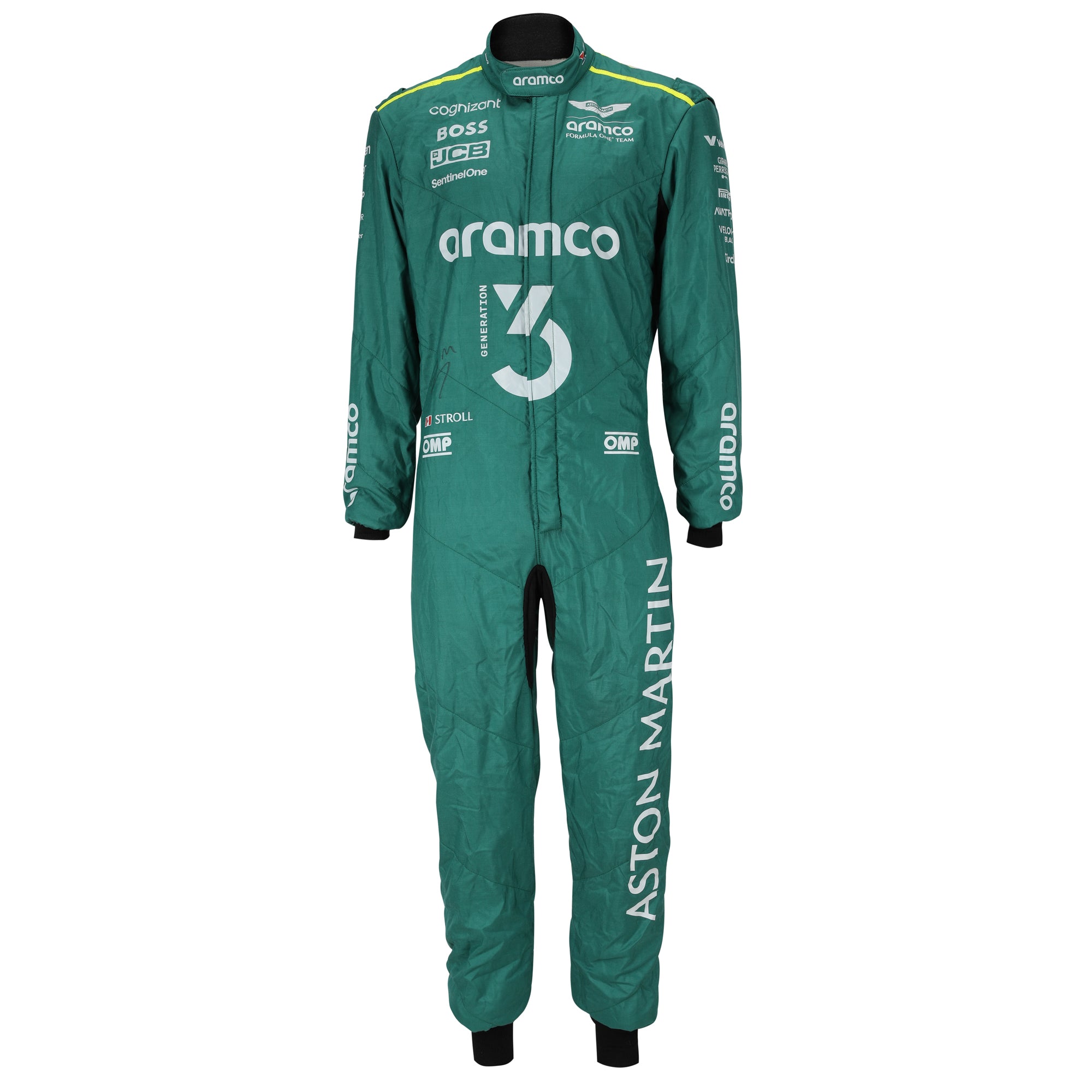 Lance Stroll Signed 2024 Aston Martin Aramco Formula One Team Grand Prix Used Race Suit - USA GP