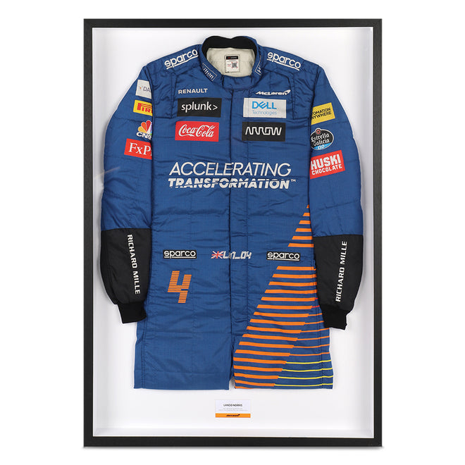 Season Launch LOT 001 – Lando Norris 2020 McLaren Suit - Austria GP Used Framed