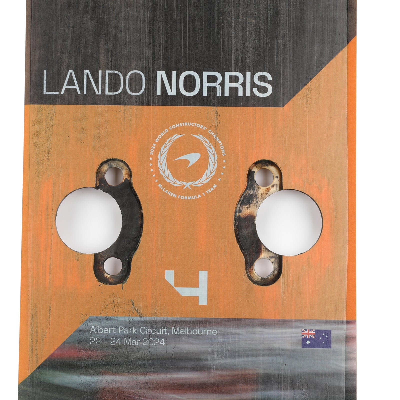 Lando Norris 2024 McLaren Formula One Team Grand Prix Used Front Skid Plank Wall Art - Australian GP