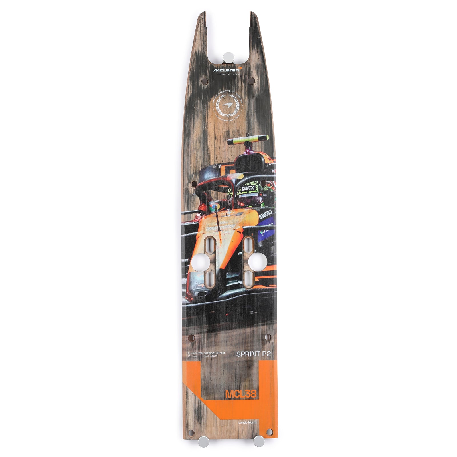 Lando Norris 2024 McLaren Formula One Team Sprint Race Used Front Skid Plank Wall Art - Qatar GP