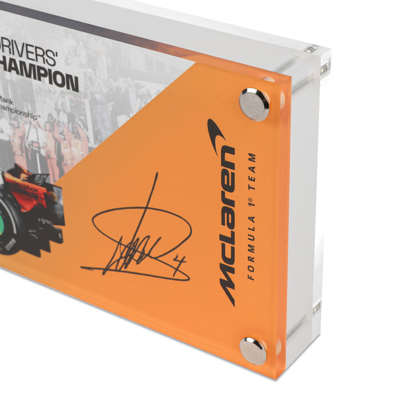 Lando Norris 2025 Grand Prix Used McLaren Skid Plank Piece in Acrylic - Championship Edition