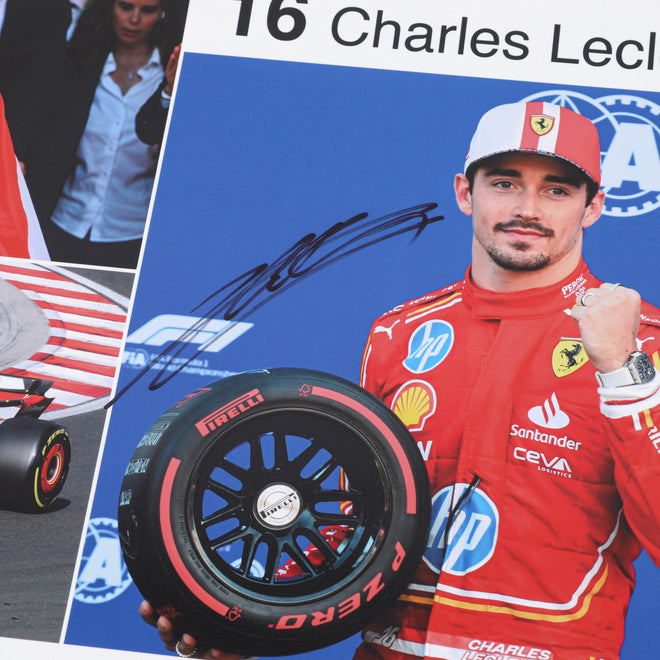 LOT 561 - Charles Leclerc 2024 Ferrari Signed Poster - Make-A-Wish