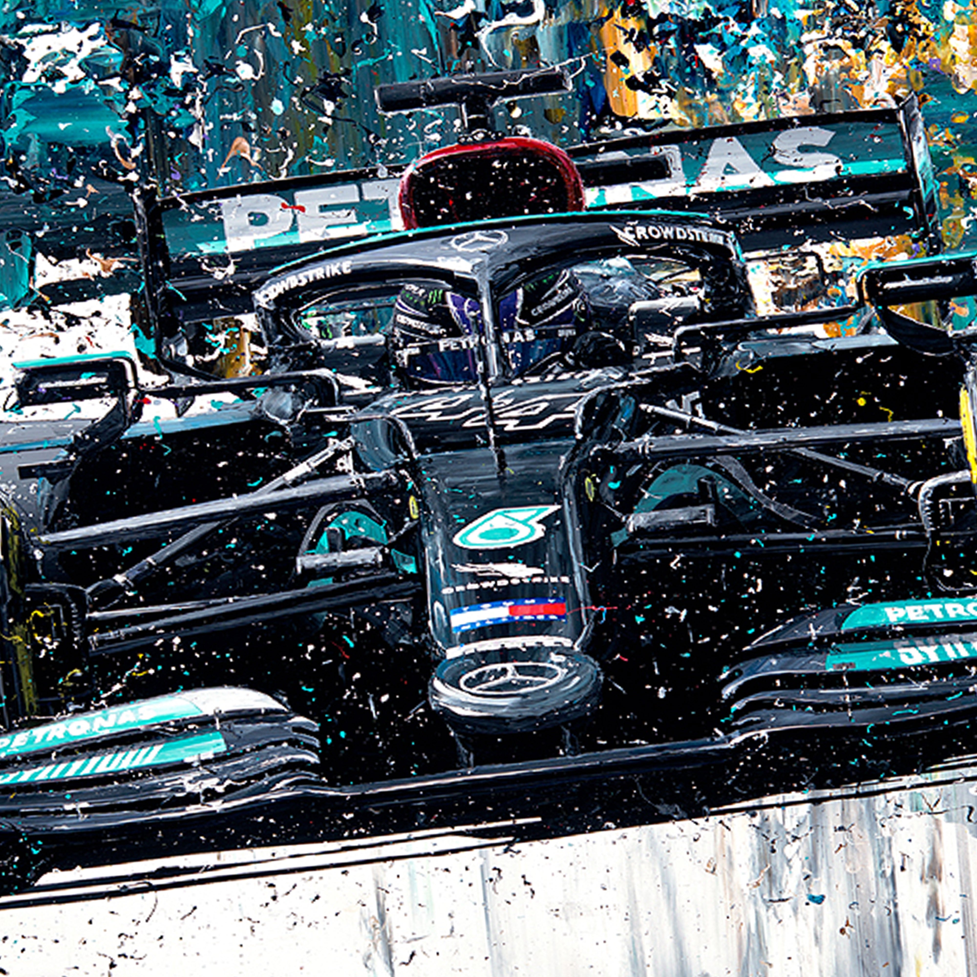 Lewis Hamilton & Max Verstappen 2021 Embellished Print – David Johnson