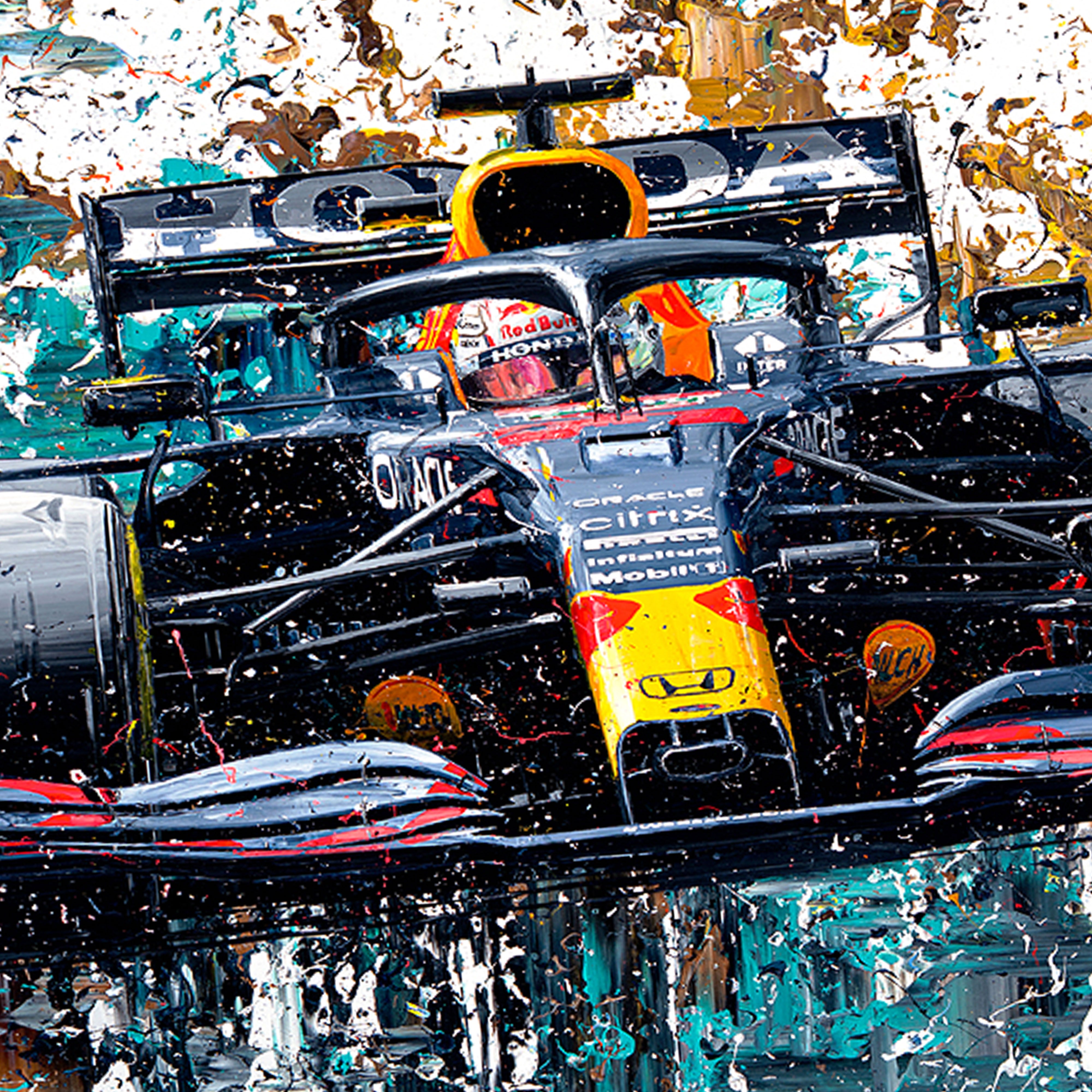 Lewis Hamilton & Max Verstappen 2021 Embellished Print – David Johnson