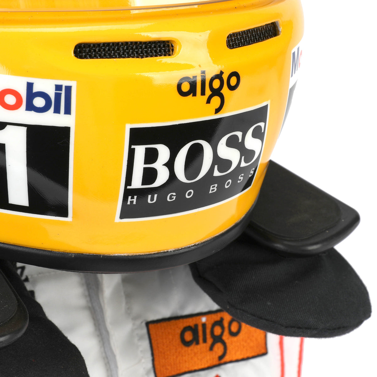 The Austin Auction LOT 024 - Lewis Hamilton 2008 First Championship Season Display Set - Includes Replica Helmet, Race Used Visor & Hans Device