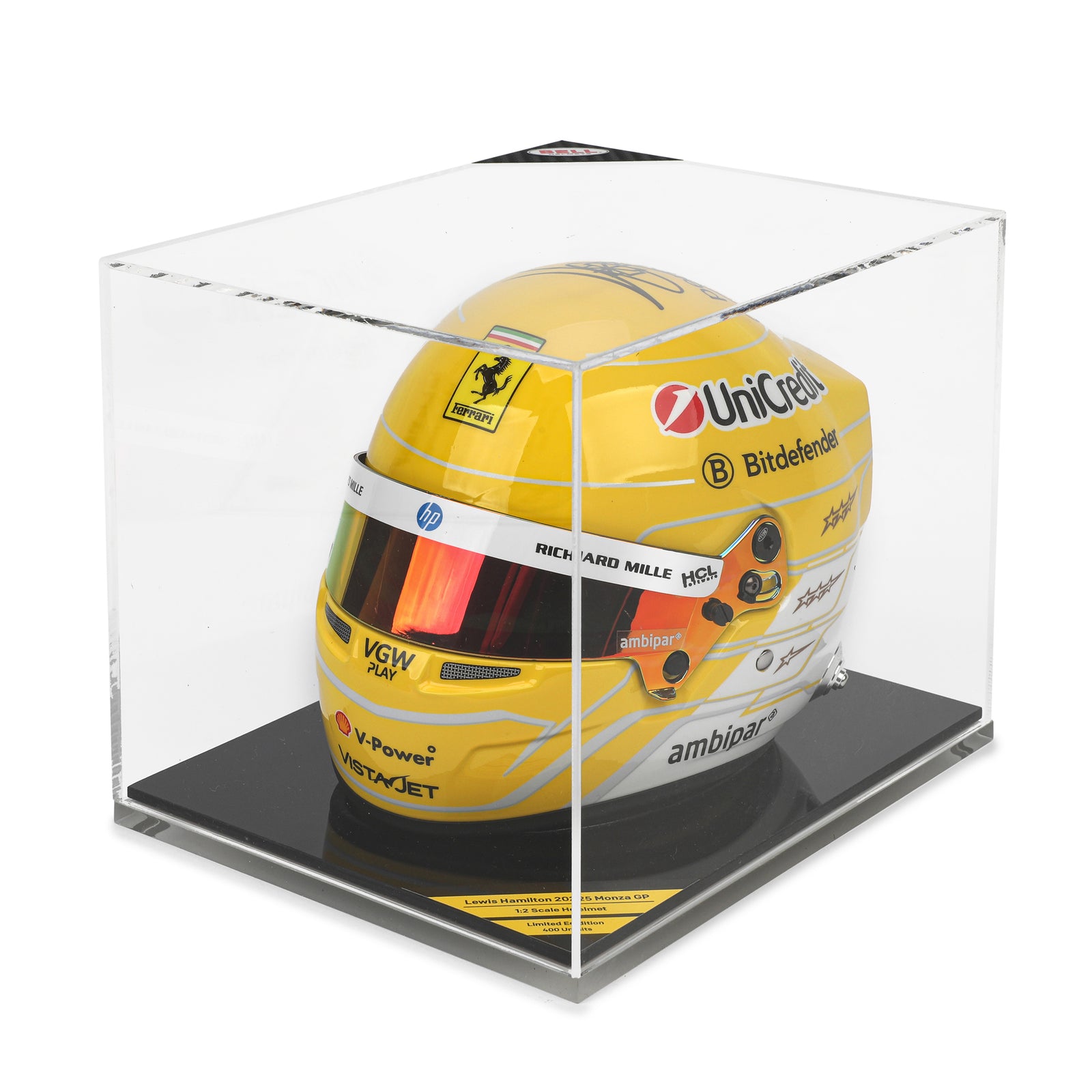 LOT 245 - Lewis Hamilton 2025 Signed Mini Helmet - Monza GP