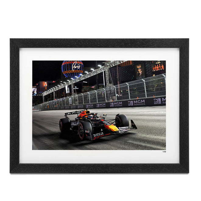 Max Verstappen 2025 Victory in Vegas Framed Print – Las Vegas GP