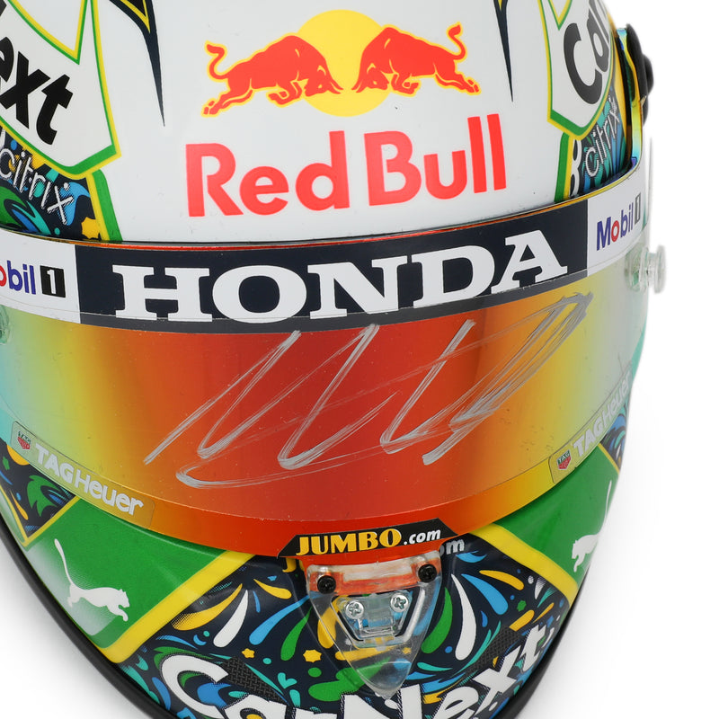 Max Verstappen Signed 2021 Red Bull Racing 1:2 Scale Helmet - Brazil GP