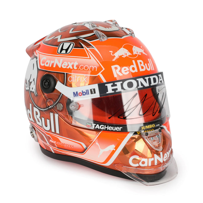LOT 097 - Max Verstappen 2021 Signed 1.2 Scale Mini Helmet - BELGIAN GP
