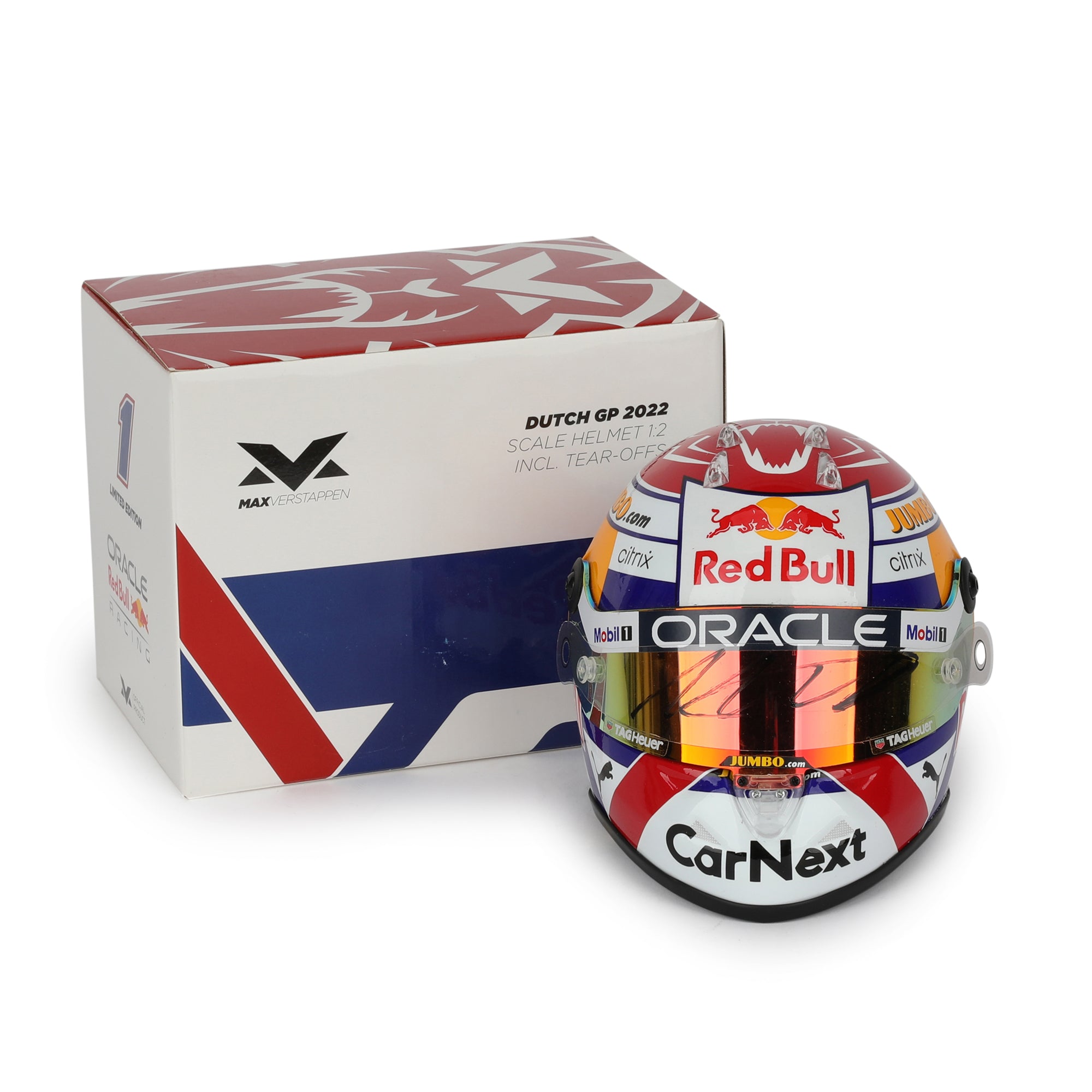 Max Verstappen Signed 2022 Red Bull Racing 1:2 Scale Helmet - Dutch GP