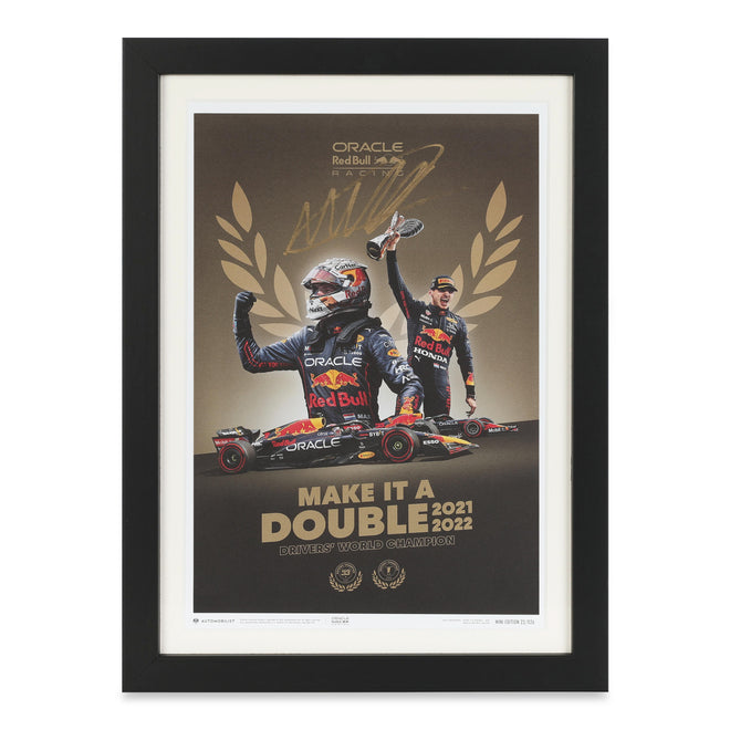 LOT 002 - Automobilist Red Bull Double World 2022 Champions Max Verstappen Signed Poster
