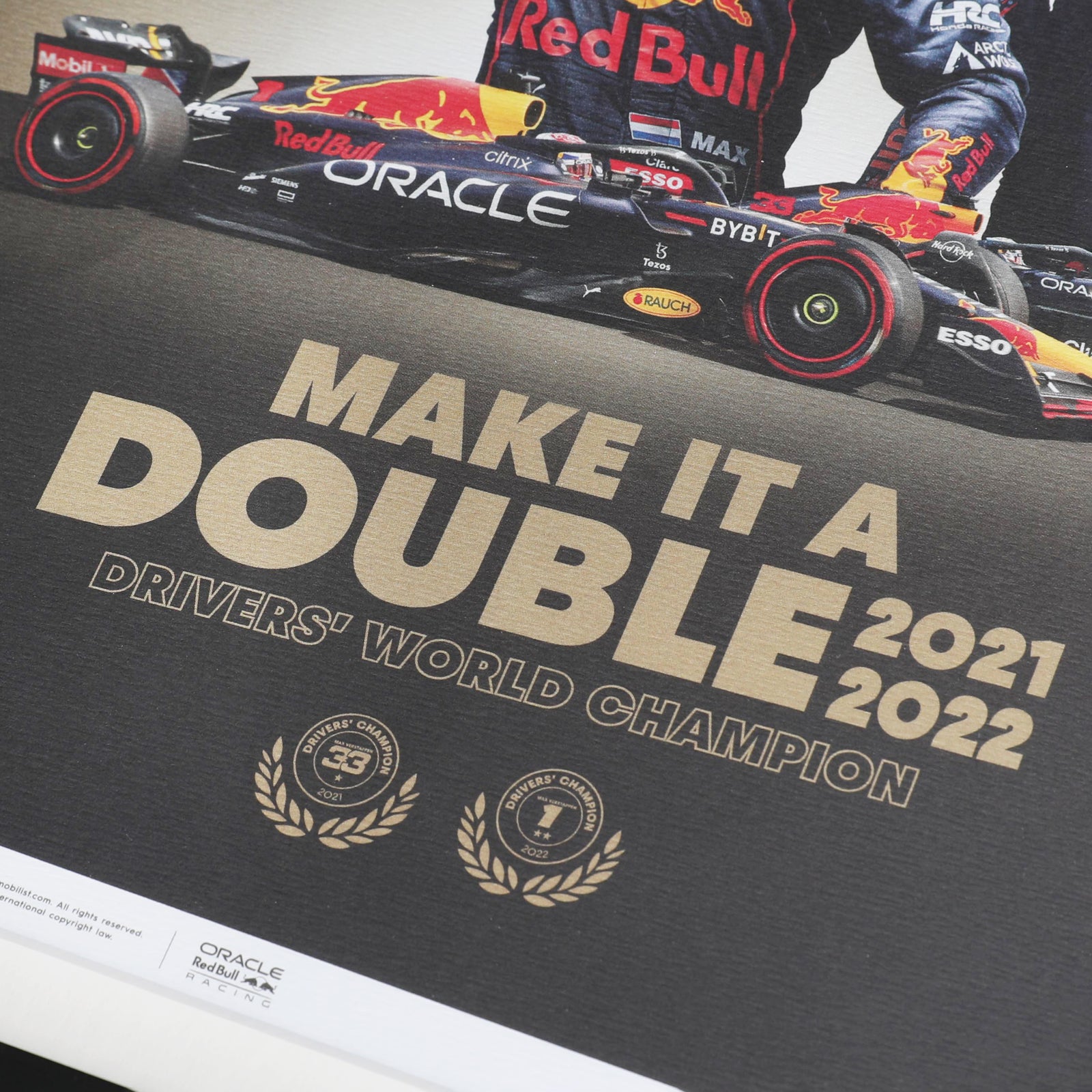LOT 002 - Automobilist Red Bull Double World 2022 Champions Max Verstappen Signed Poster