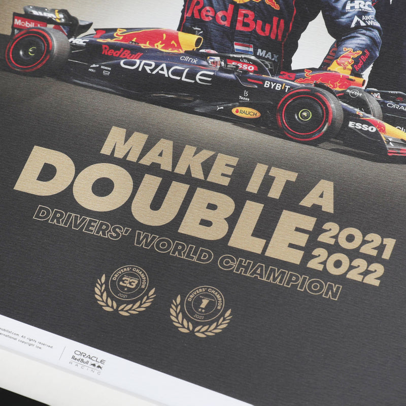 LOT 002 - Automobilist Red Bull Double World 2022 Champions Max Verstappen Signed Poster