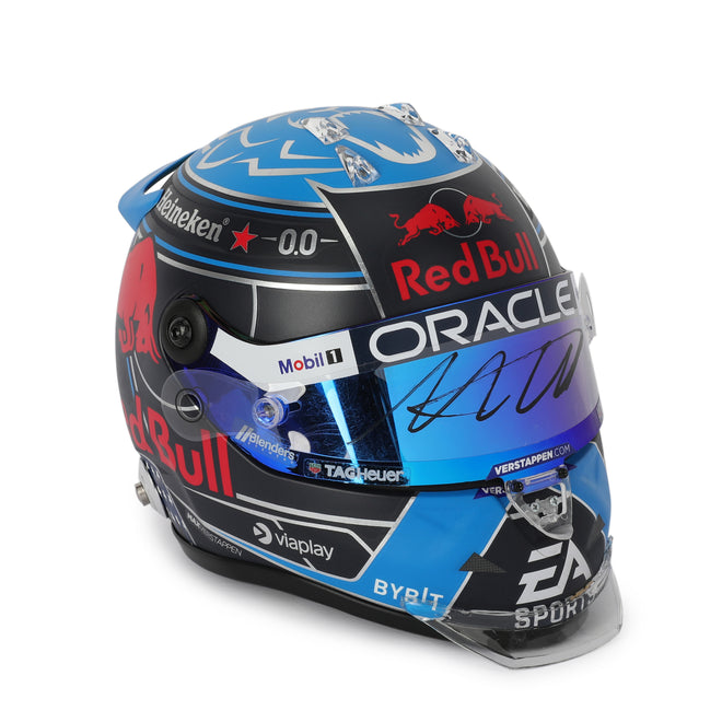 LOT 079 - Max Verstappen 2024 Signed 1.2 Scale Mini Helmet USA GP