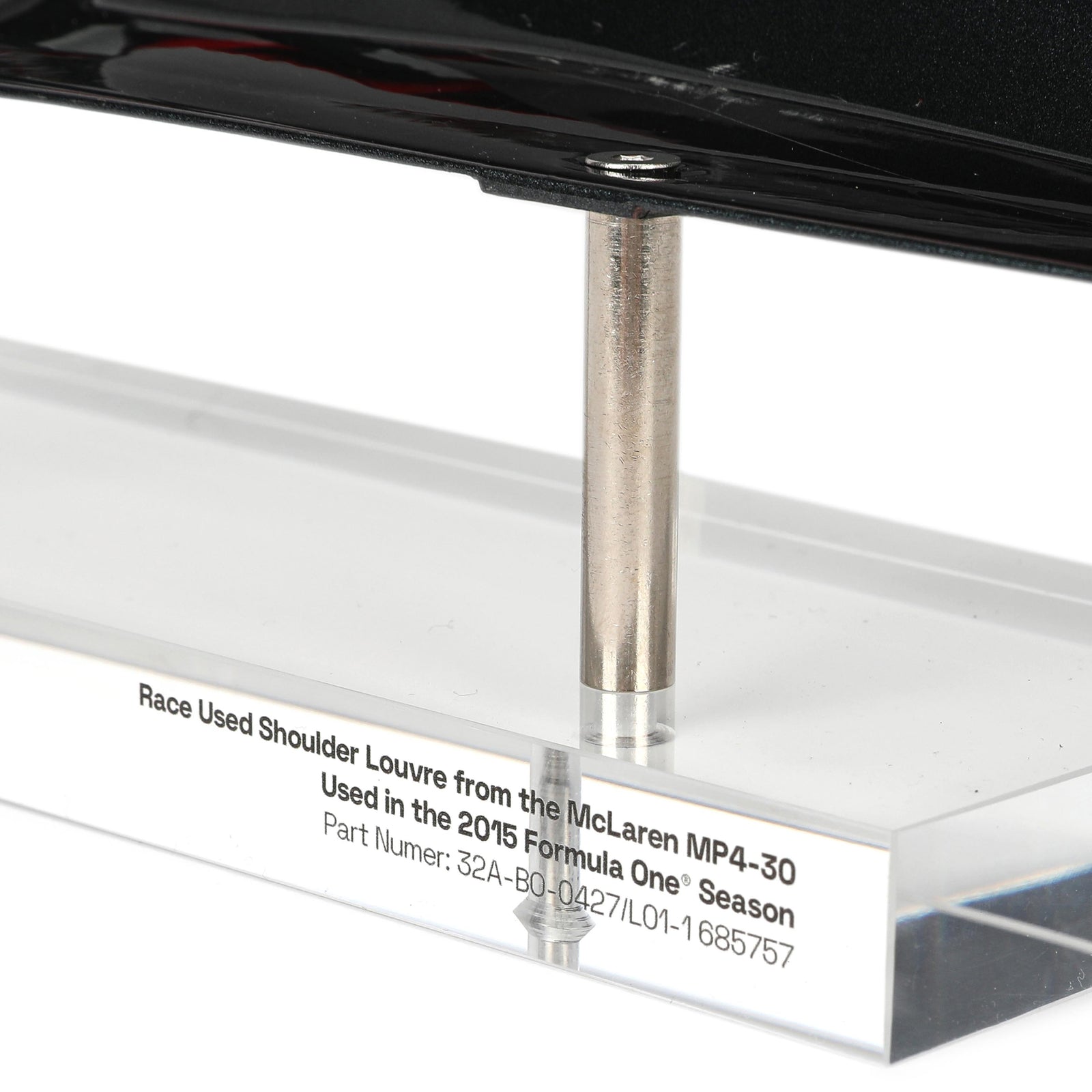 Auction LOT 075 - McLaren 2015 MP4-30 Mounted LH Shoulder Louvre on Display Stand