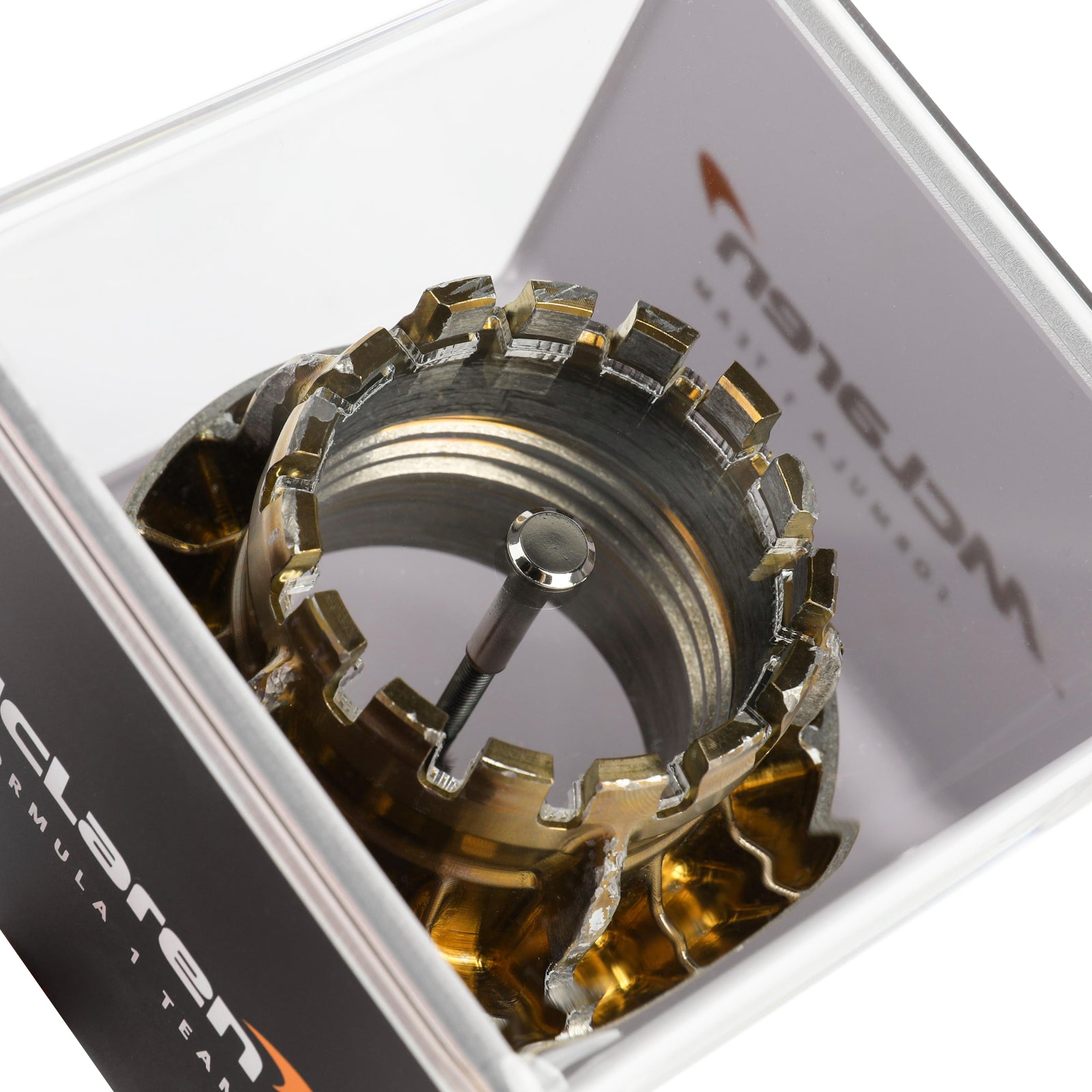 McLaren F1 Team 2022 Grand Prix Used Gold Wheel Nut in Display Case