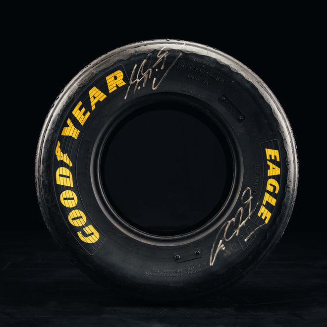 The Austin Auction LOT 063 - Michael Schumacher 1990s Goodyear Eagle F1 Slick Front Tyre - Signed