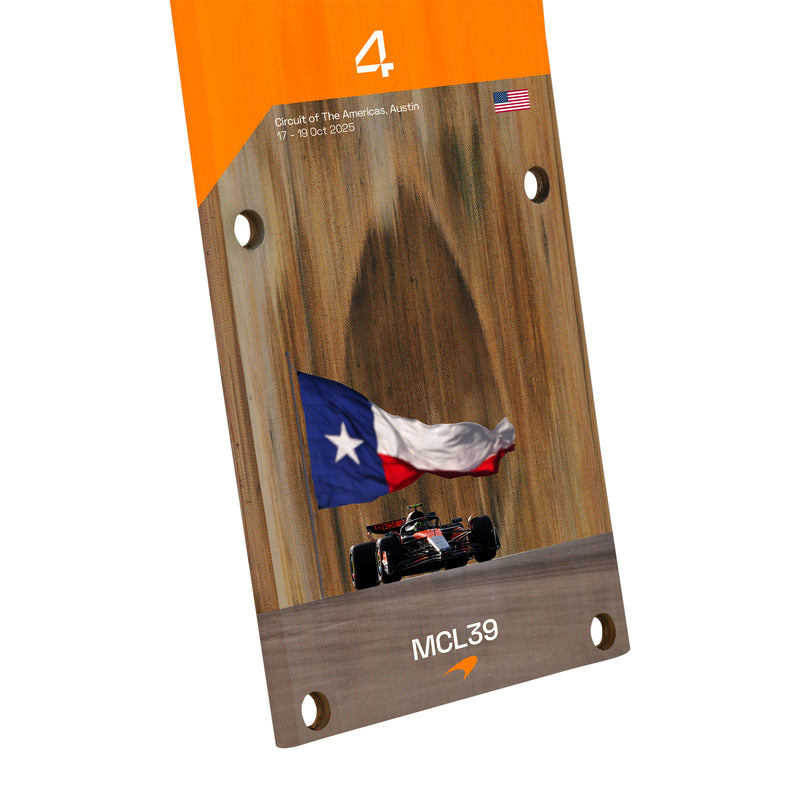 Lando Norris 2025 McLaren Practice Used Front Skid Plank Wall Art - US GP
