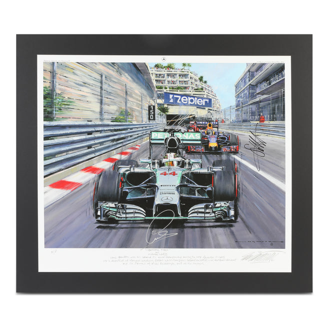 LOT 207 - Nicholas Watts Champions 2014 Monaco GP Signed by Lewis Hamilton, Sebastian Vettel and Kimi Raikkonen