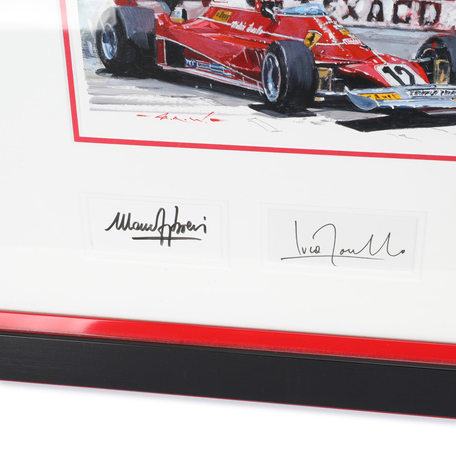 LOT 024 - Niki Lauda 1975 Ferrari Print - Nicholas Watts Signed Lauda Montezemolo Forghieri