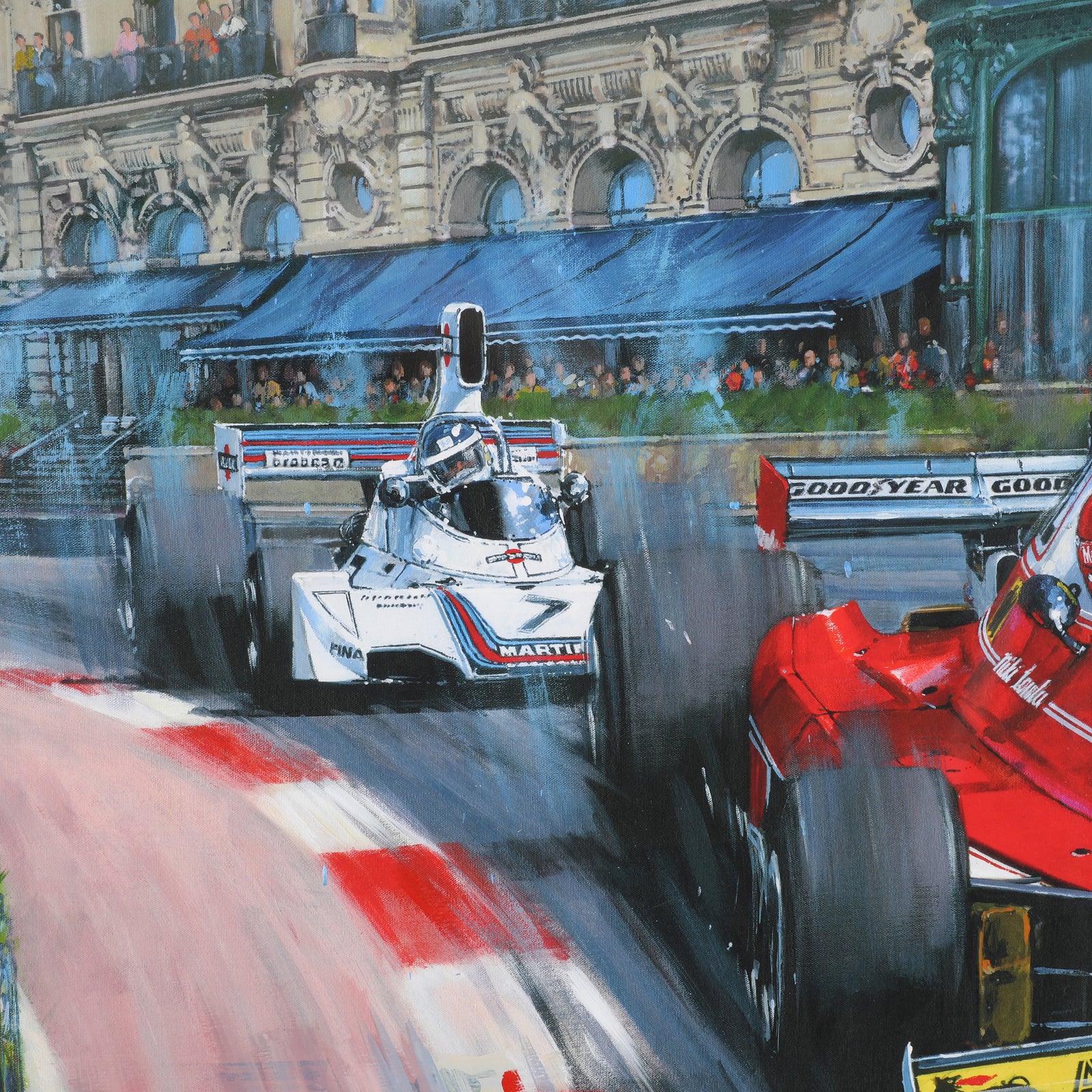 LOT 024 - Niki Lauda 1975 Ferrari Print - Nicholas Watts Signed Lauda Montezemolo Forghieri