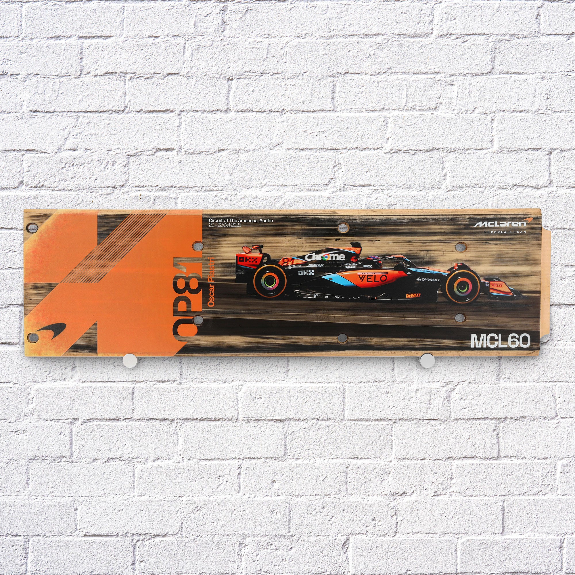 Oscar Piastri 2023 McLaren F1 Team Wall Art Skid Plank – US GP