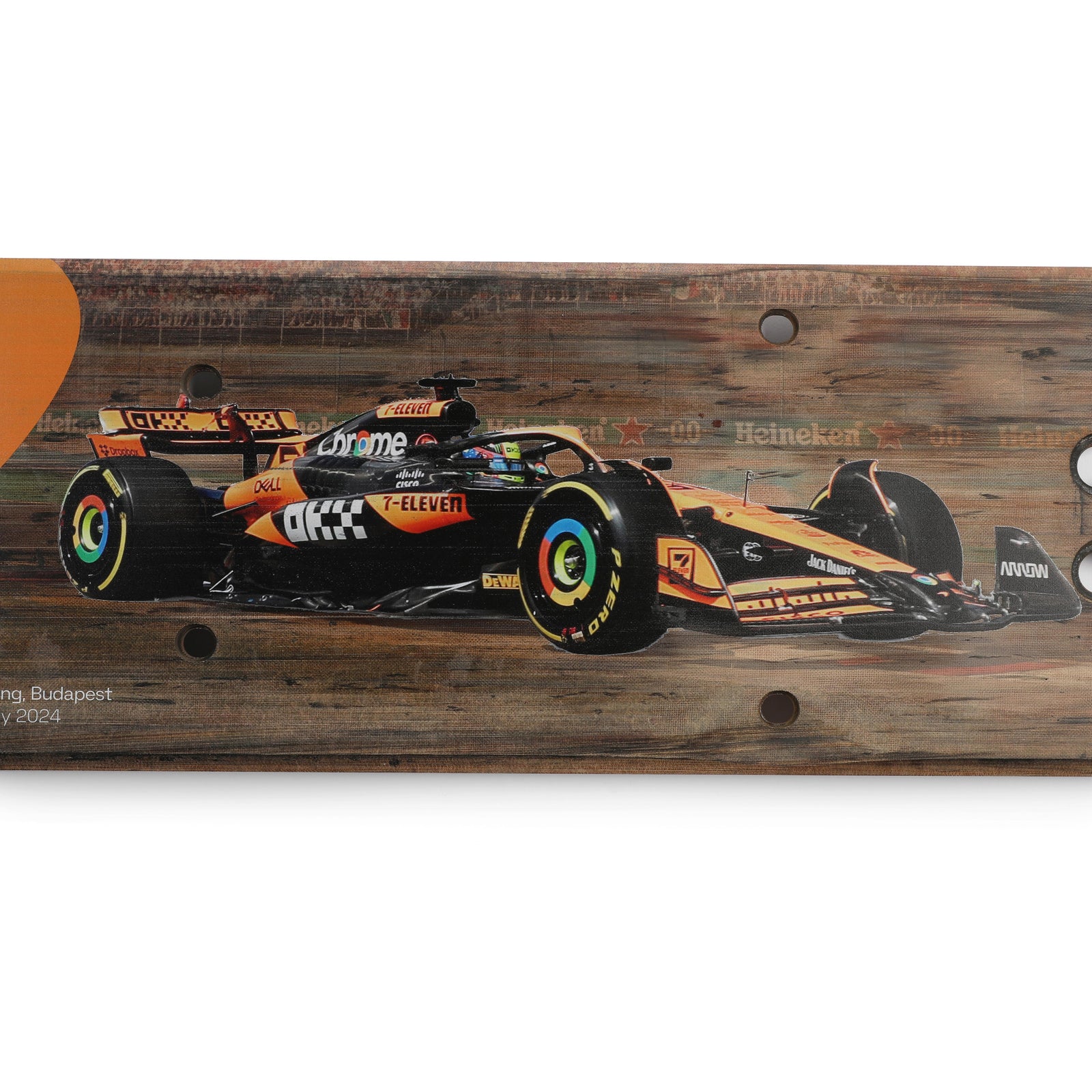 Oscar Piastri 2024 McLaren Formula One Team Grand Prix Used Rear Skid Plank Wall Art - Hungary