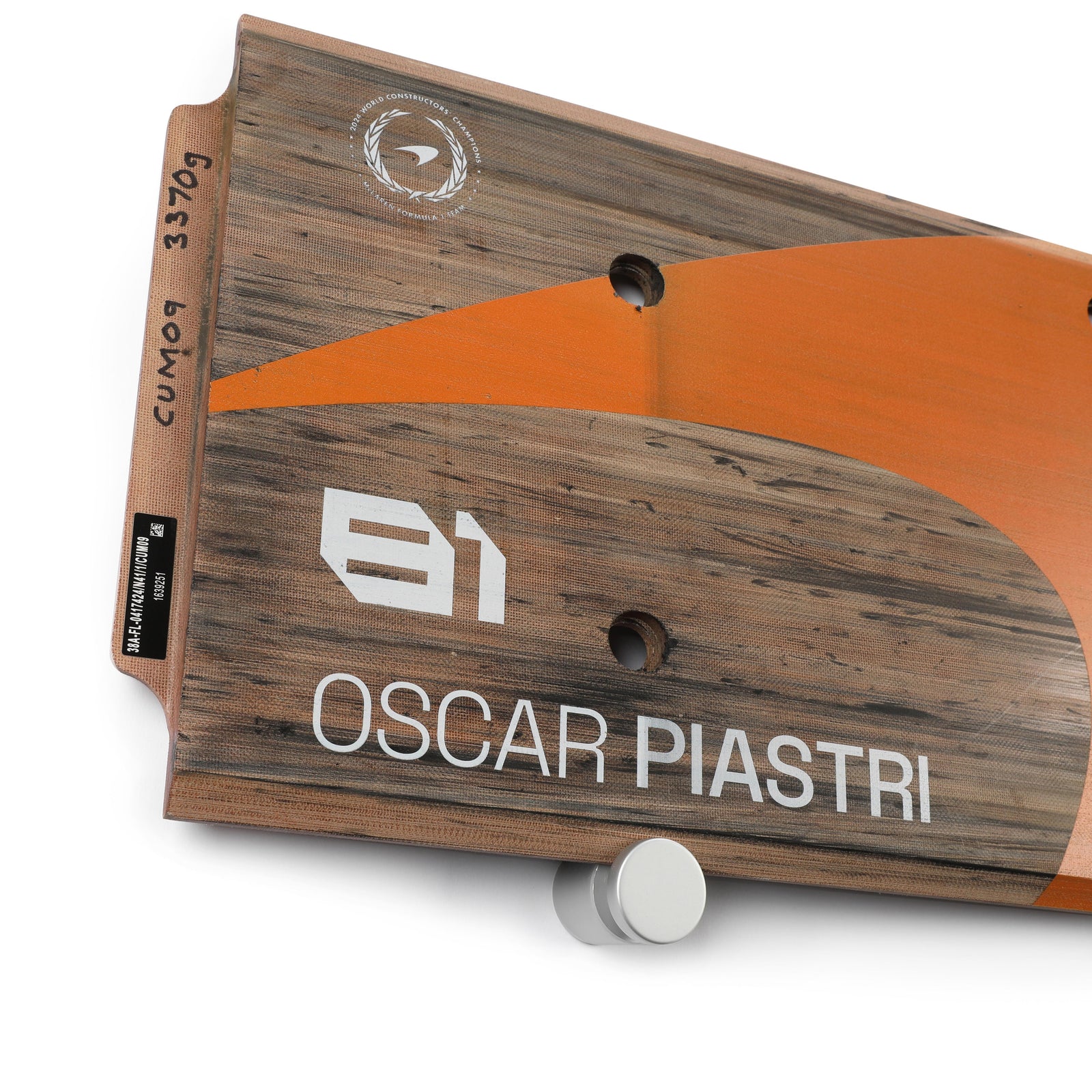 Oscar Piastri 2024 McLaren Formula One Team Grand Prix Used Rear Skid Plank Wall Art - Hungary