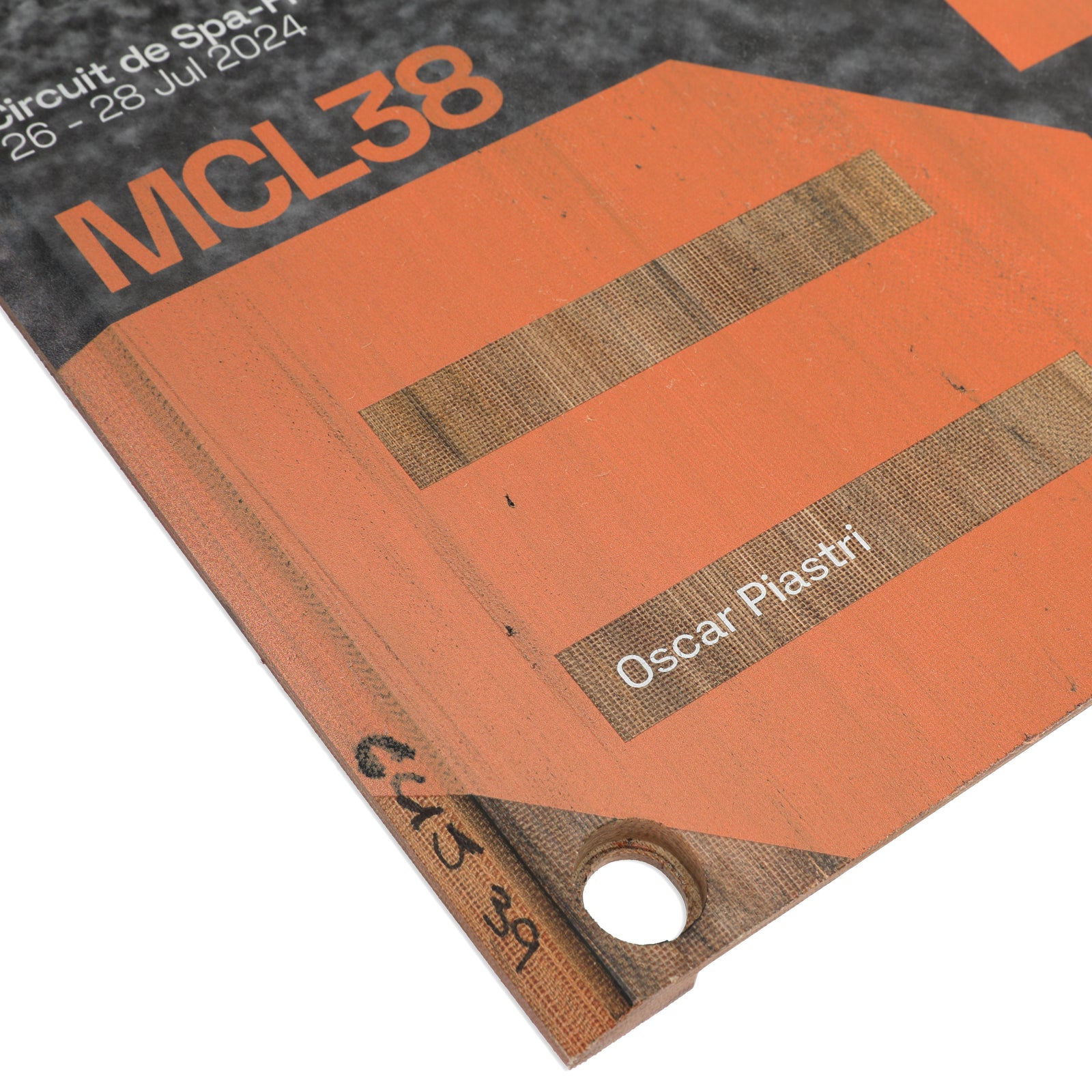 Oscar Piastri 2024 McLaren F1 Team Race Used Skid Plank Wall Art - Belgian GP