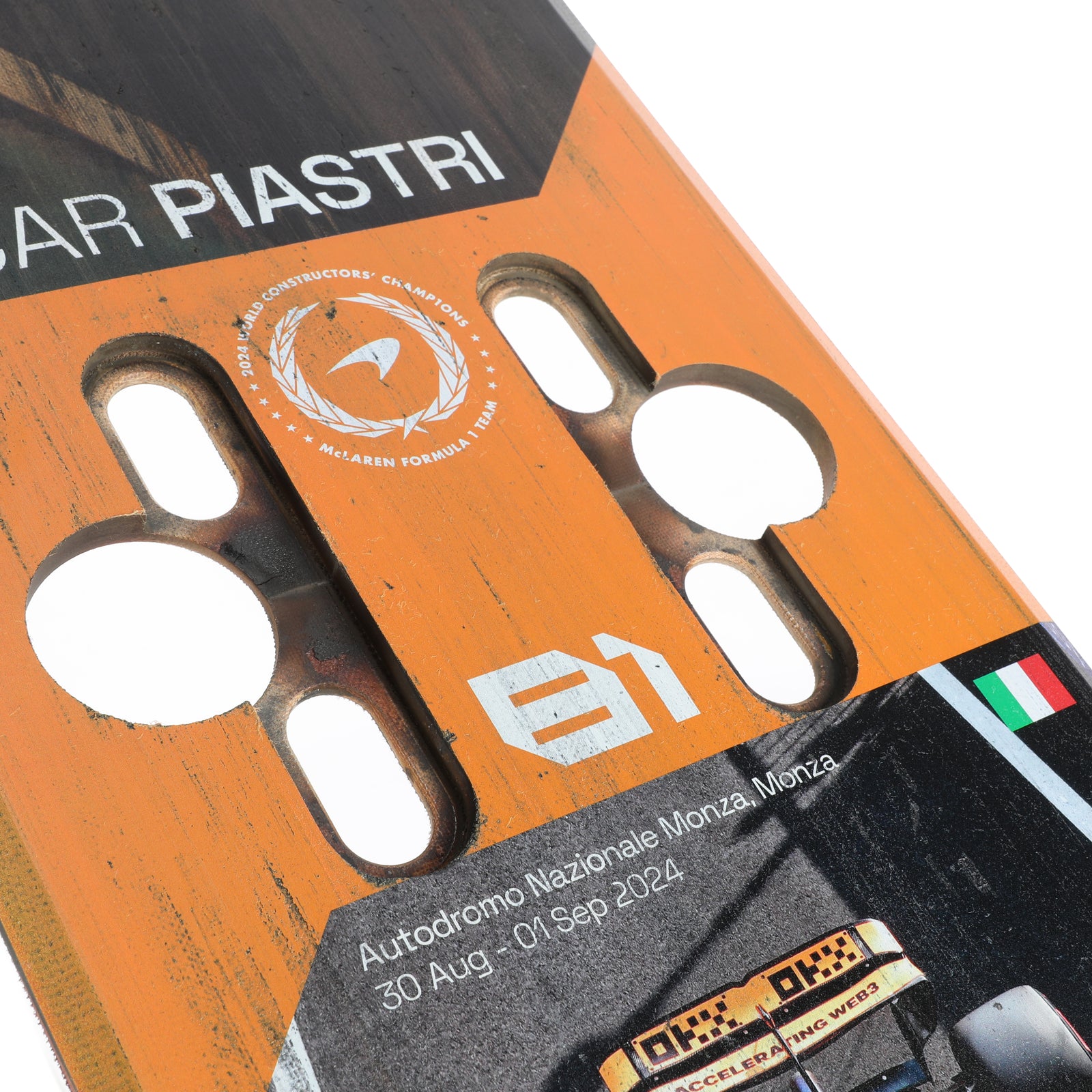 Oscar Piastri 2024 McLaren Formula One Team Grand Prix Used Skid Plank Wall Art - Front Section - Italian GP