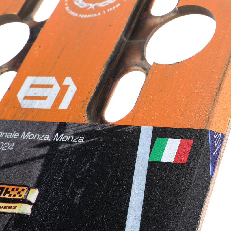 Oscar Piastri 2024 McLaren Formula One Team Grand Prix Used Skid Plank Wall Art - Front Section - Italian GP