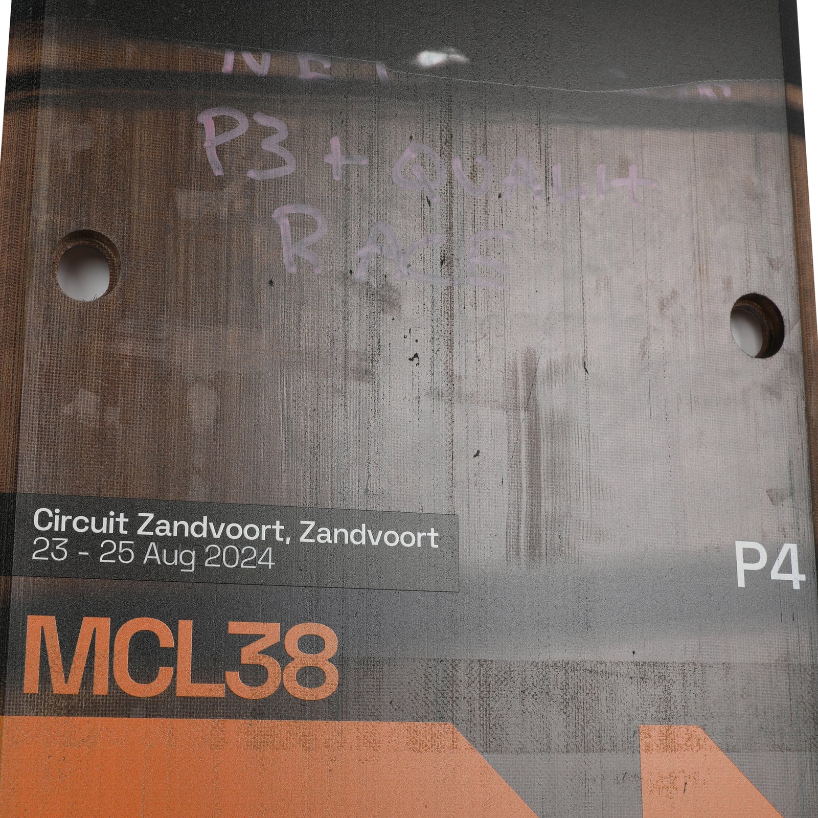 Oscar Piastri 2024 McLaren Formula One Team Race Used Front Skid Plank Wall Art - Netherlands GP