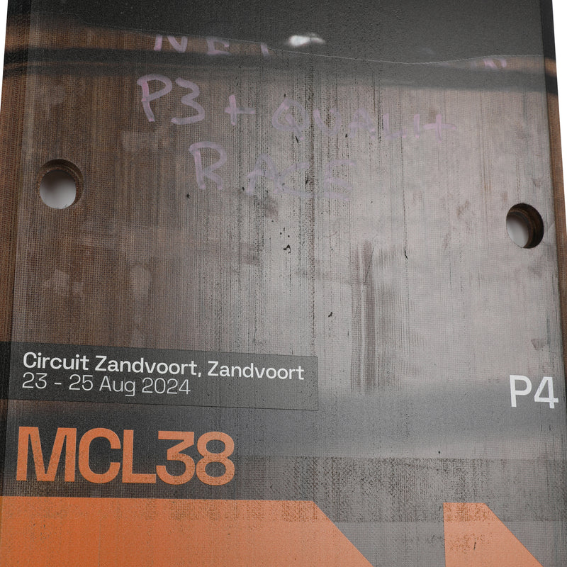 Oscar Piastri 2024 McLaren Formula One Team Race Used Front Skid Plank Wall Art - Netherlands GP