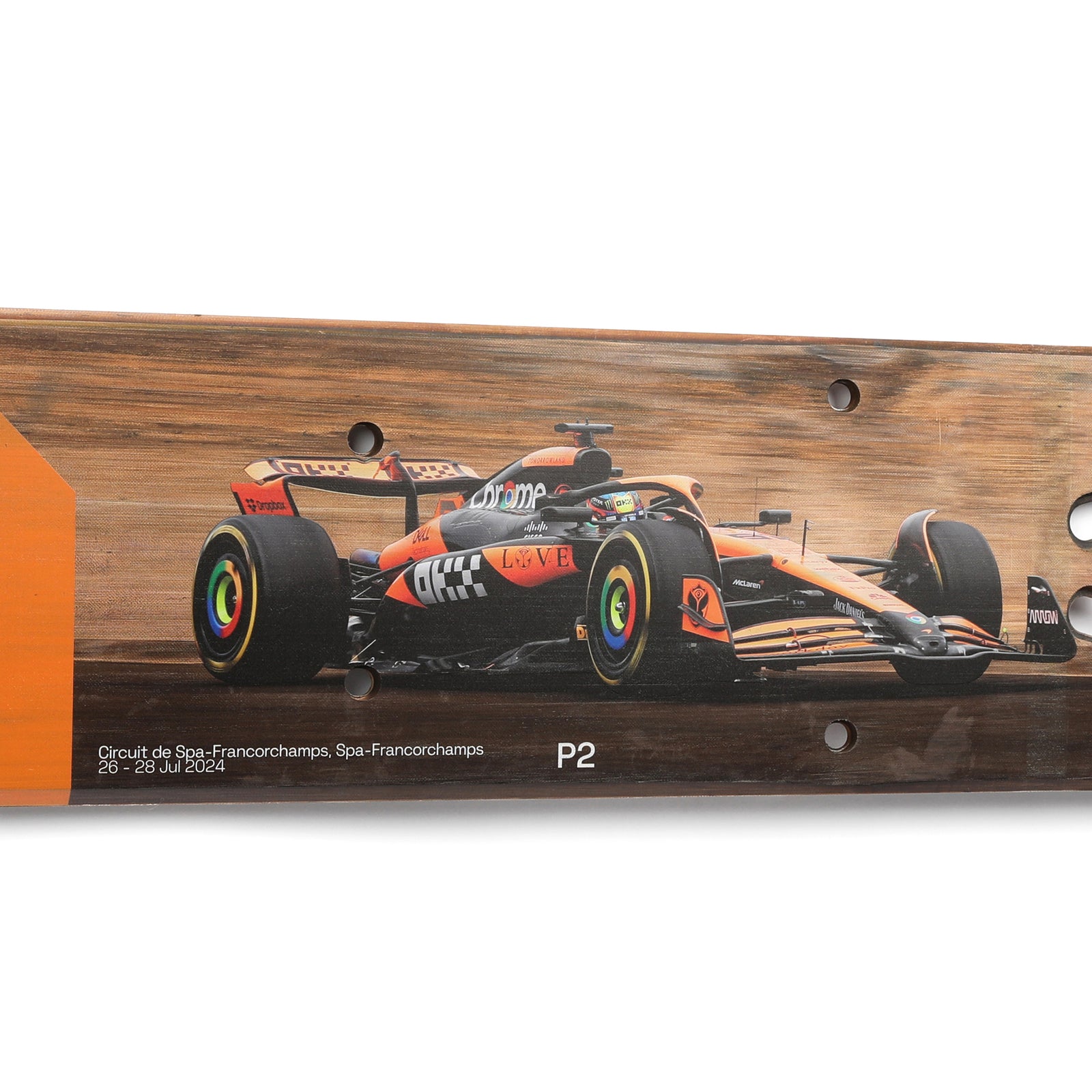 Auction LOT 067 - Oscar Piastri 2024 McLaren Formula One Team Race Used Rear Skid Plank Wall Art - Belgian GP