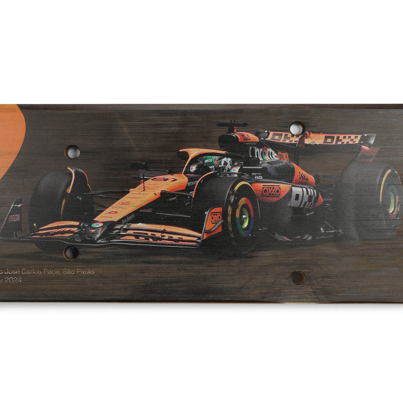 Oscar Piastri 2024 McLaren Formula One Team Grand Prix Used Rear Skid Plank Wall Art - Brazilian GP
