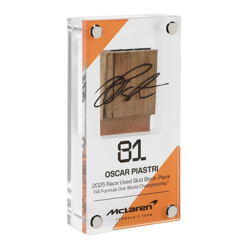 Oscar Piastri 2025 Grand Prix Used McLaren MCL39 Skid Plank Piece in Acrylic