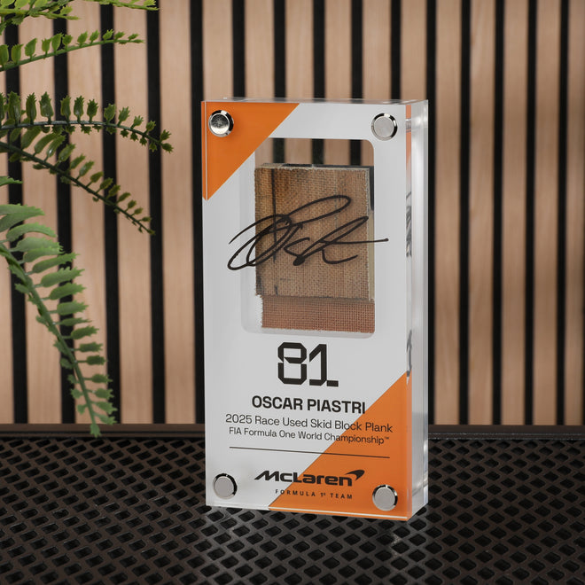Oscar Piastri 2025 Grand Prix Used McLaren MCL39 Skid Plank Piece in Acrylic
