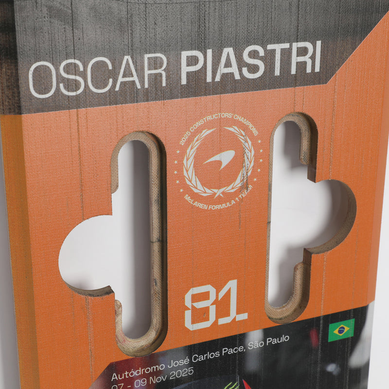 Oscar Piastri 2025 McLaren F1 Team Grand Prix Used Front Skid Plank Wall Art - Brazilian GP