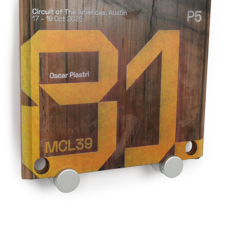 Oscar Piastri 2025 McLaren F1 Team Grand Prix Used Front Skid Plank Wall Art - US GP