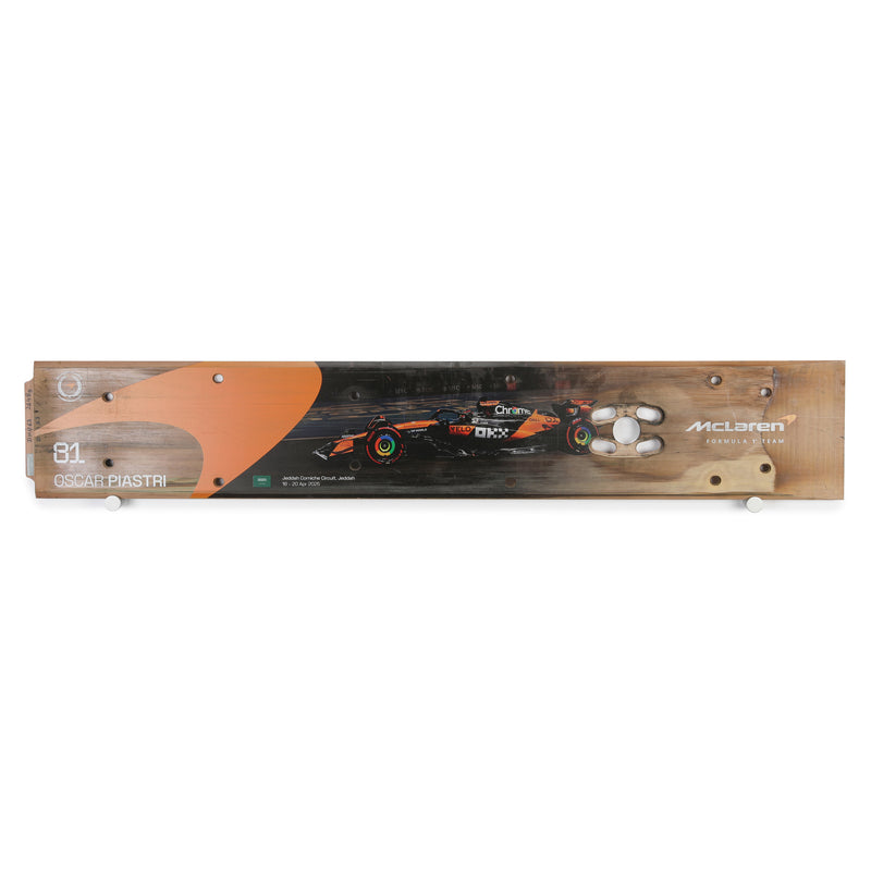 Oscar Piastri 2025 McLaren Race F1 Team Grand Prix Used Rear Skid Plank Wall Art - Saudi Arabian GP